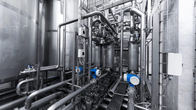 Modern chemical production. Equipment found inside in manufacture background
